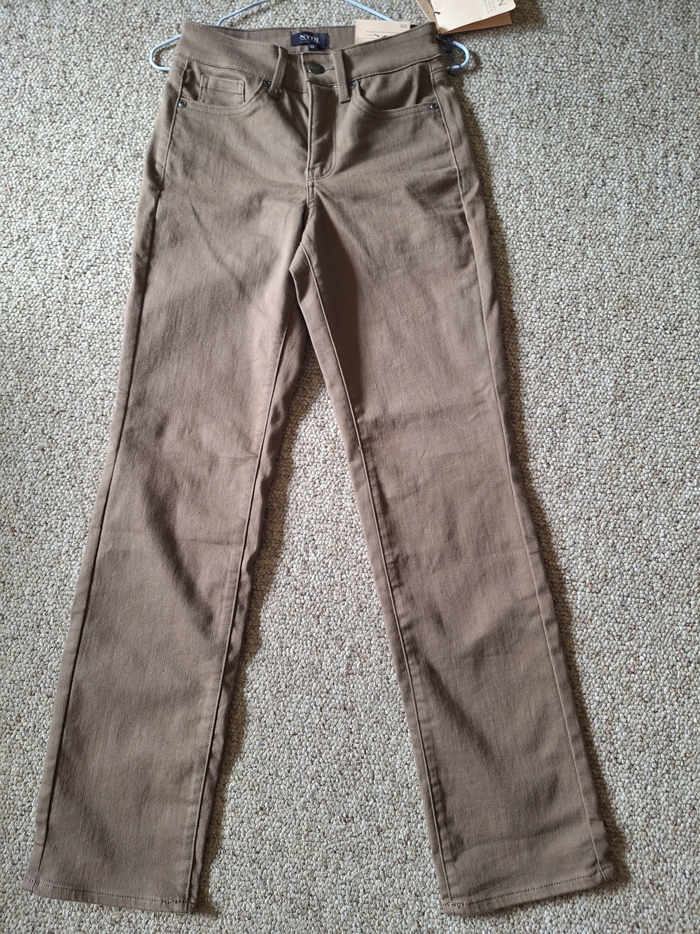 NYDJ Ellison Straight Jeans Brown/Taupe Size 00 NWT 31" Inseam